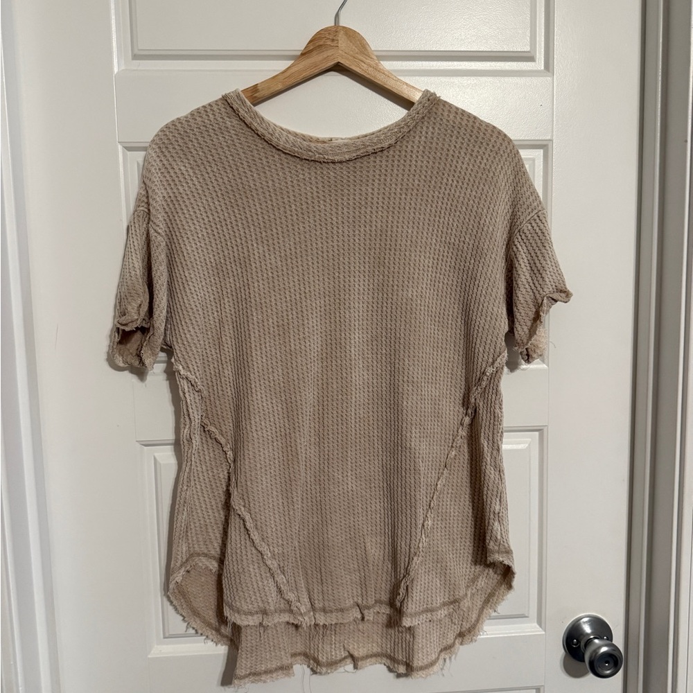 Zenana Outfitters Tan Boxy Short Sleeve Tee